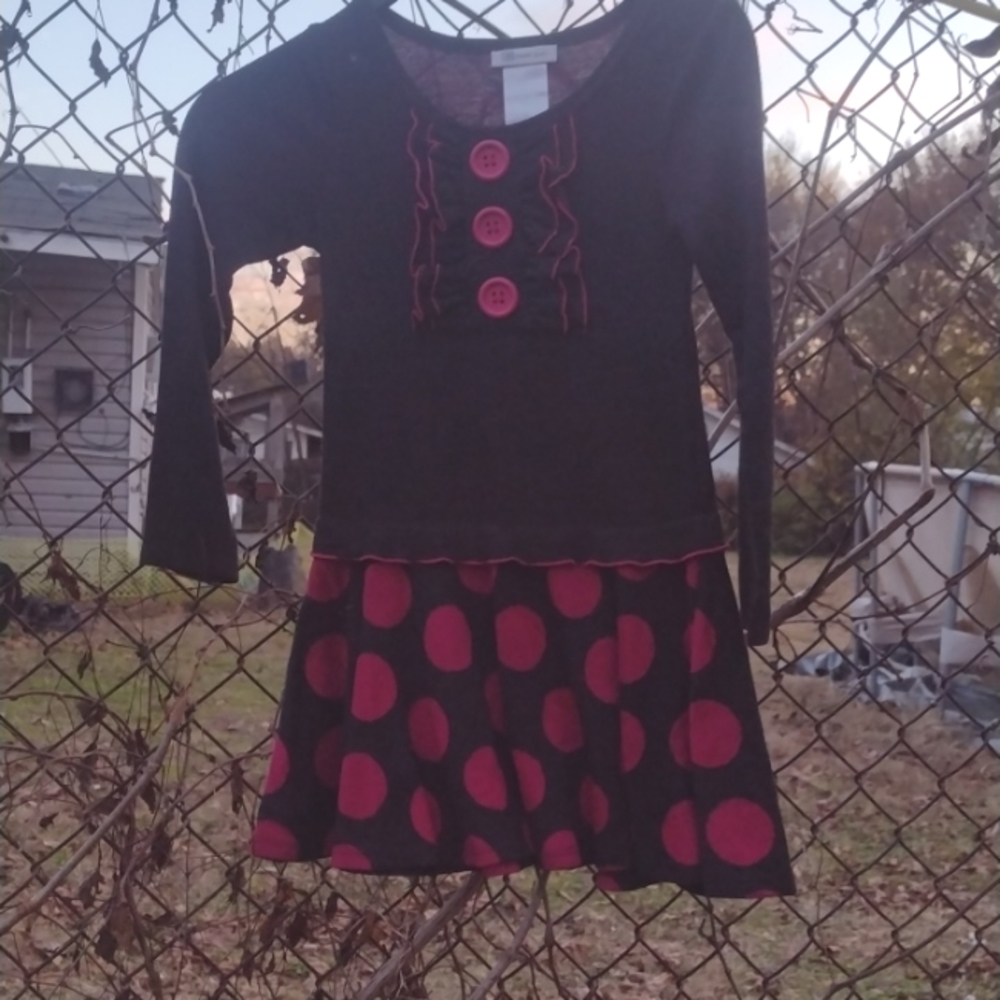 little girls Bonnie Jean dress size 8 charcoal grey and pink